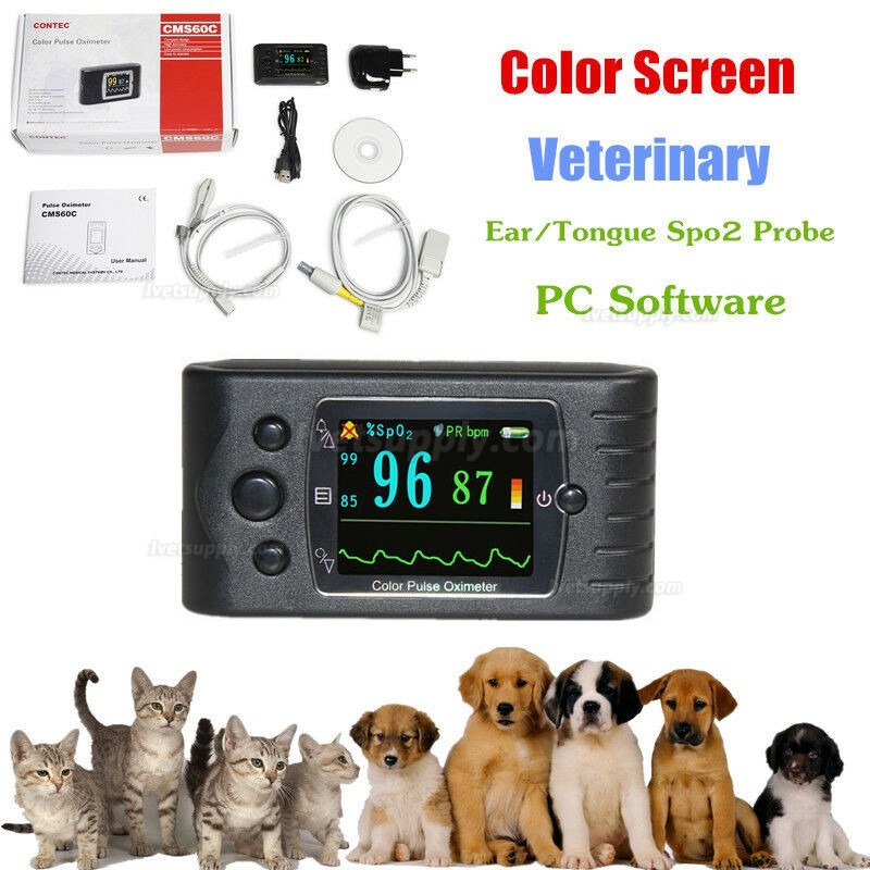 VET Animal Pulse Oximeter Veterinary Ear Clip SpO2 Pulse Rate Waveform